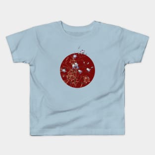 Vintage Blue Flower Botanical Illustration on Circle Kids T-Shirt